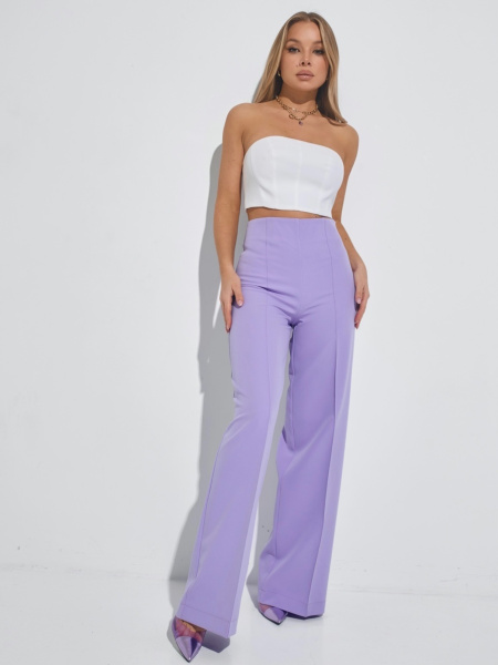 Брюки-палаццо женские со стрелками, сиреневые
