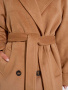 Двубортное женское пальто с поясом, кэмел