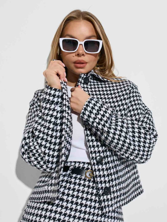 Куртка-рубашка женская из твида, черно-белая