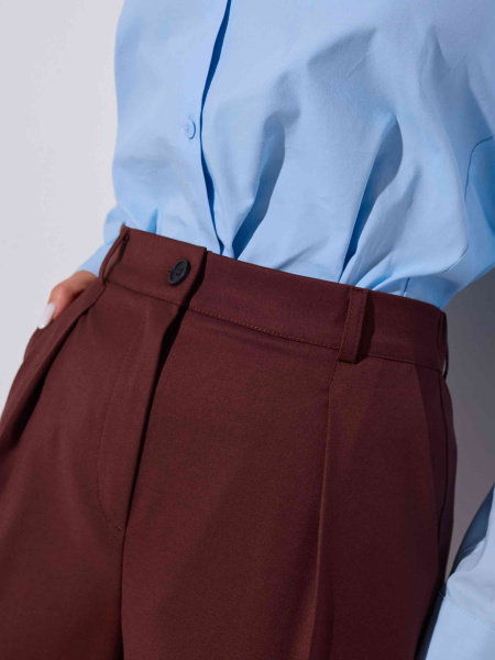 Брюки-палаццо классические из вискозы, коричневые