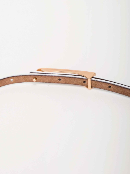 Ремень кожаный тонкий, белый