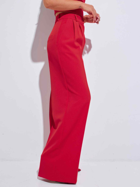 Брюки-палаццо женские с высокой посадкой, красные