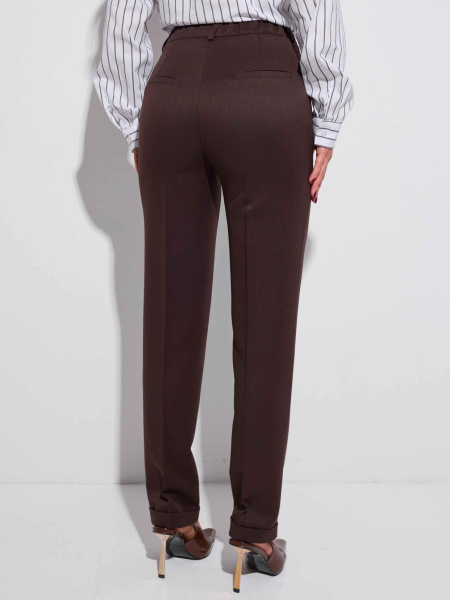 Брюки женские классические с резинкой в поясе из вискозы, горький шоколад 