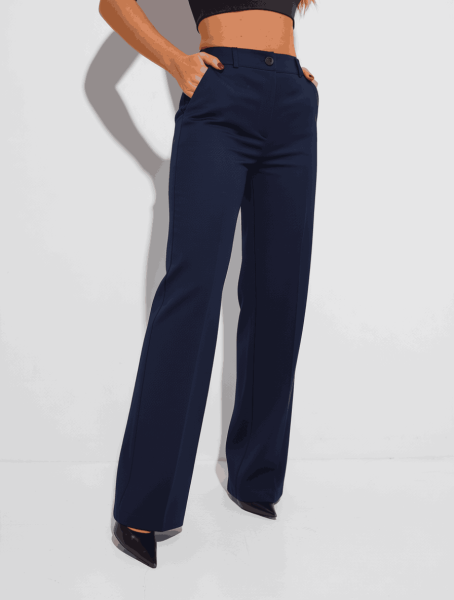 Брюки классические прямые из вискозы, темно-синие