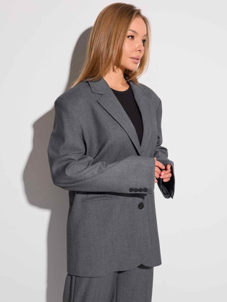 Жакет оверсайз с акцентными плечами, графит 