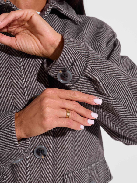 Куртка-рубашка утепленная из пальтовой ткани, черно-серая