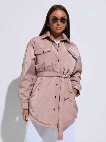 Куртка-рубашка женская, бежево-розовая