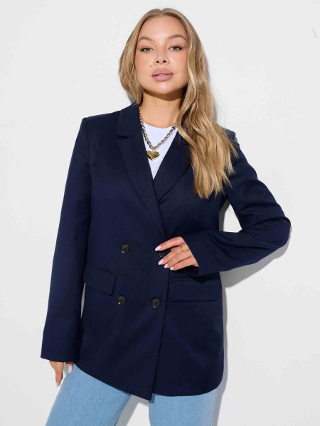 Женский жакет двубортный из вискозы, темно-синий