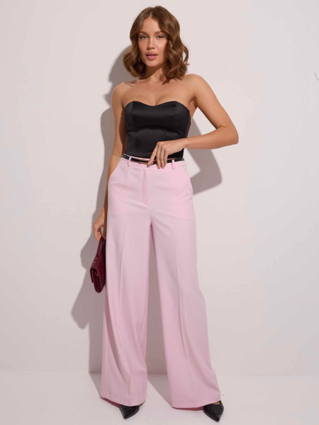 Брюки-палаццо женские из вискозы со стрелками, светло-розовые