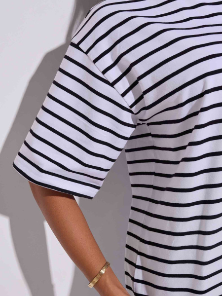 Футболка оверсайз в полоску, бело-черная