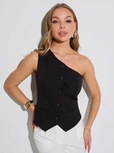 Жилет костюмный на одно плечо, черный