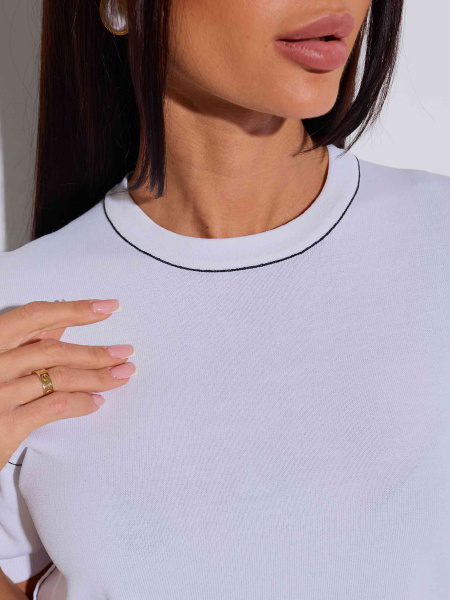 Джемпер женский с коротким рукавом, бело-черный