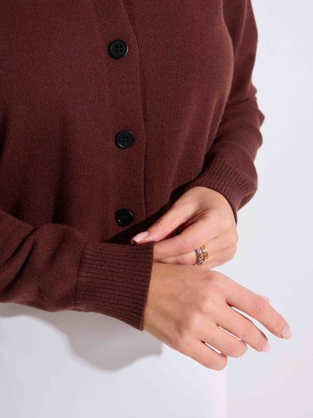 Кардиган с V-образной горловиной, шоколадный