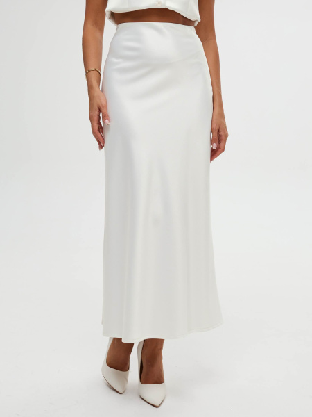 Атласная юбка-макси, молочная
