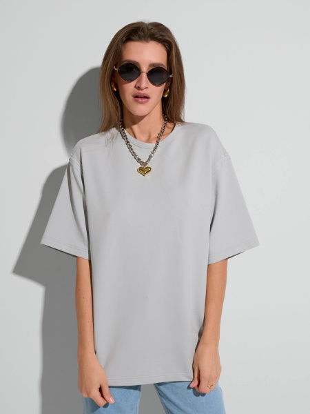 Футболка женская оверсайз, светло-серая