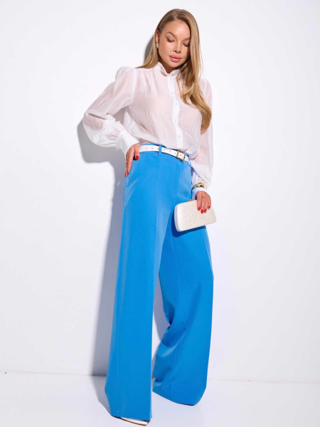 Брюки-палаццо женские классические, ярко-голубые