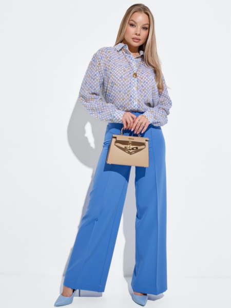 Брюки-палаццо женские со стрелками, голубые