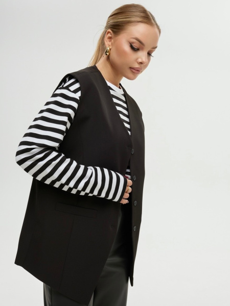 Жилет женский костюмный свободного кроя, черный