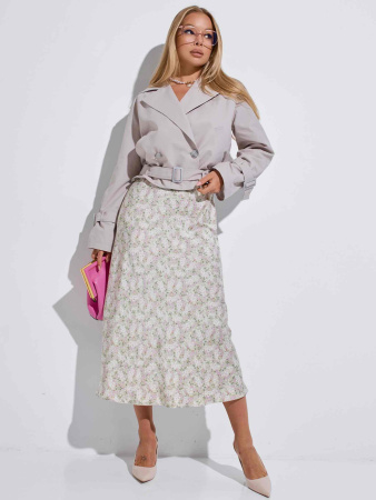 Женский укороченый тренч, серый