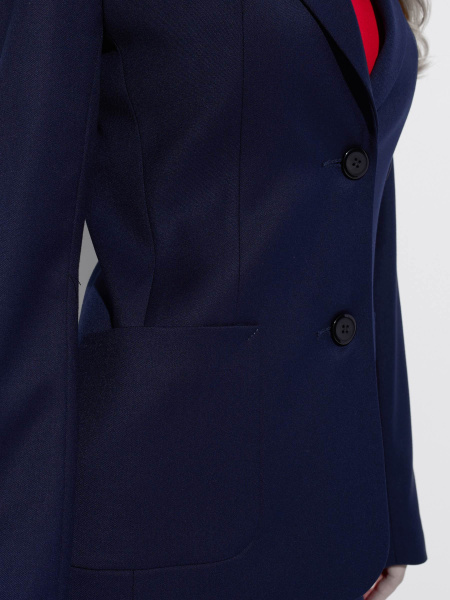 Женский классический приталенный жакет из вискозы, темно-синий