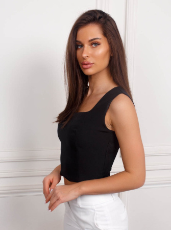 Кроп-топ женский с квадратным вырезом, черный