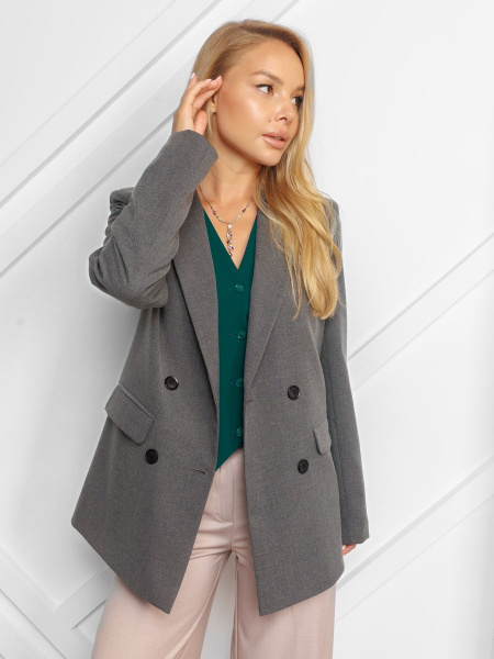 Жакет женский из вискозы двубортный, темно-серый
