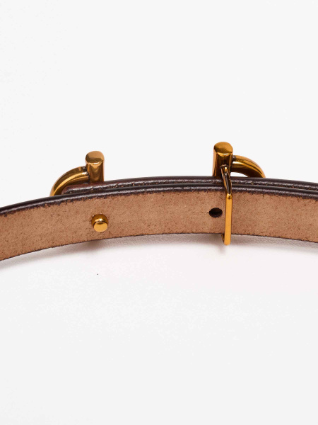 Ремень узкий из натуральной кожи, коричневый