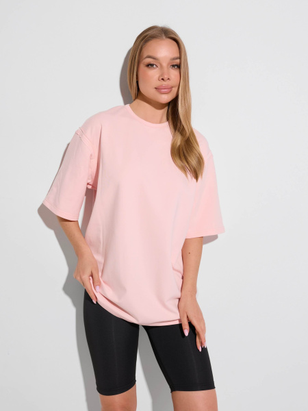 Футболка женская оверсайз, светло-розовая