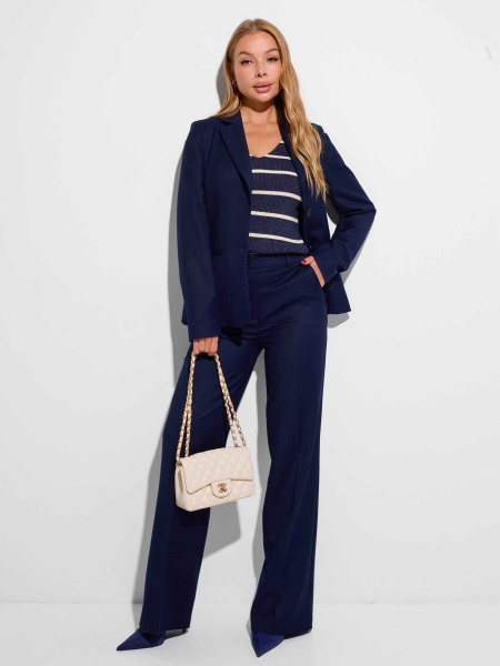 Брюки классические прямые из вискозы, темно-синие