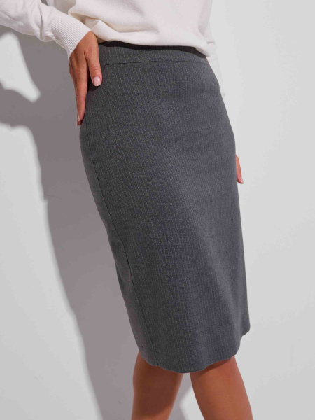 Юбка-карандаш из вискозы в полоску, серая