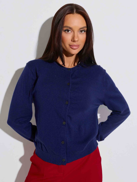 Кардиган с круглой горловиной, синий