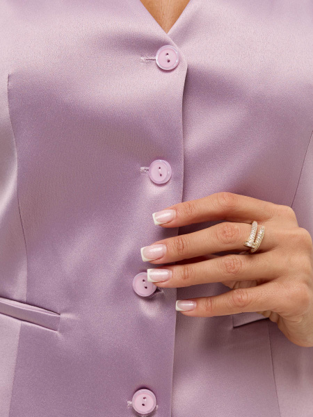 Атласный костюм с юбкой-макси, сиреневый