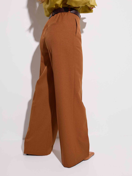 Брюки женские прямого кроя с резинкой в поясе, золотисто-коричневые