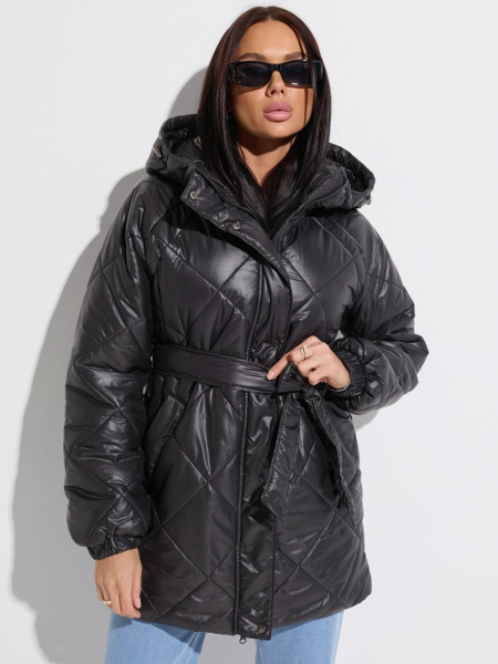 Женское полупальто демисезонное стеганое, графит