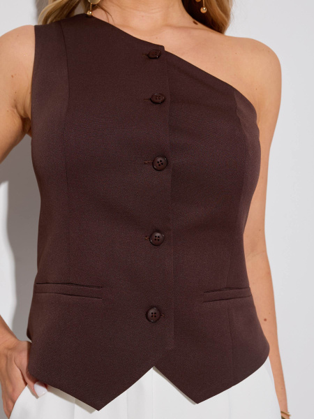 Жилет костюмный на одно плечо, горький шоколад 