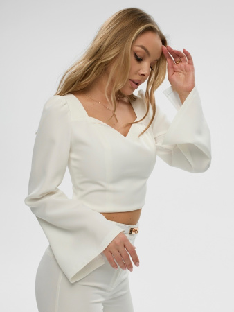 Женский приталенный топ с длинным рукавом