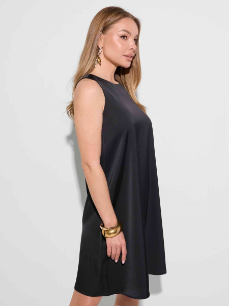 Платье атласное мини, черное