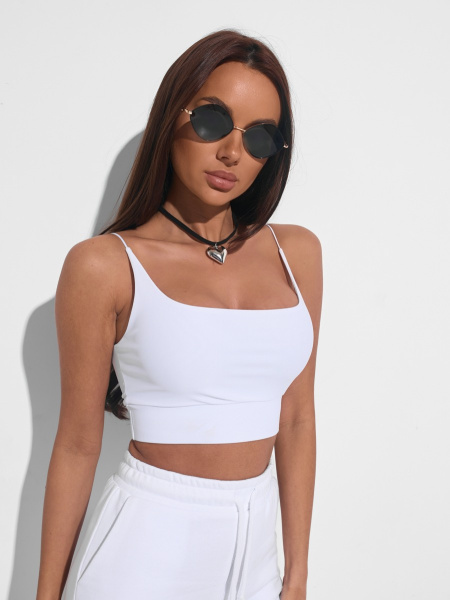 Топ женский на тонких бретельках, белый