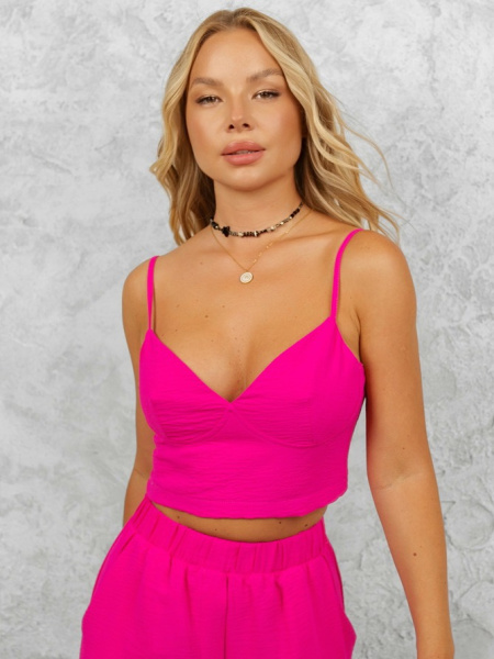 Женский кроп-топ бюстье, фуксия Женский кроп-топ бюстье, фуксия