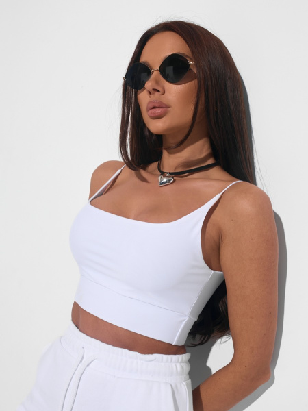 Топ женский на тонких бретельках, белый