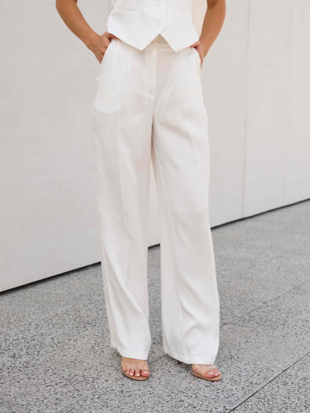 Брюки-палаццо женские из вискозы костюмные, белые