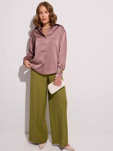 Брюки-палаццо женские из вискозы со стрелками, оливковые