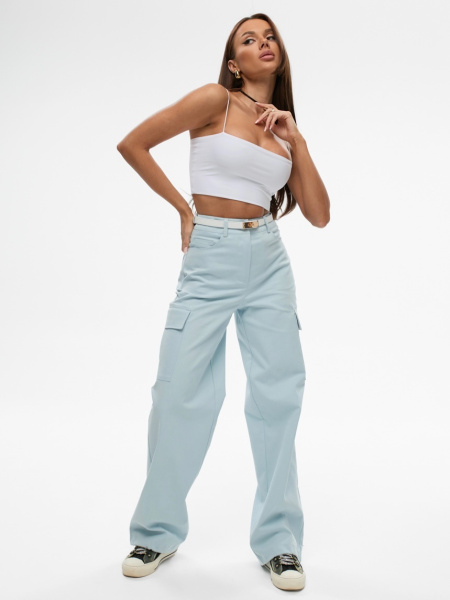Брюки-карго женские, голубые