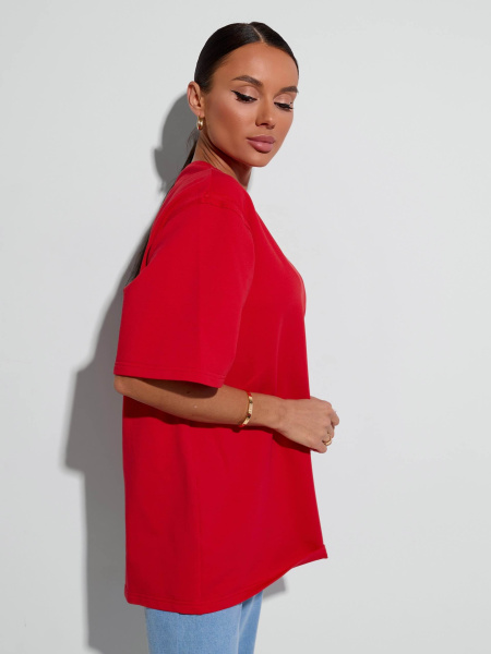 Футболка женская оверсайз, красная