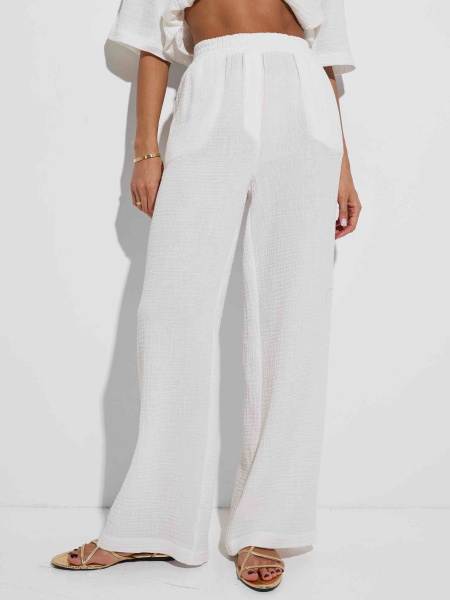Летние брюки свободного кроя из муслина, белые