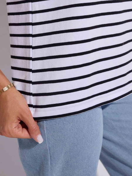 Футболка поло в полоску, бело-черная