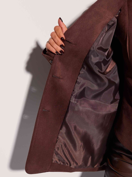 Жакет оверсайз из экозамши, горький шоколад 