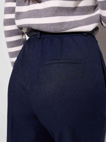 Брюки женские прямого кроя с резинкой в поясе, иссиня-черные