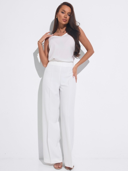 Брюки-палаццо женские со стрелками, белые