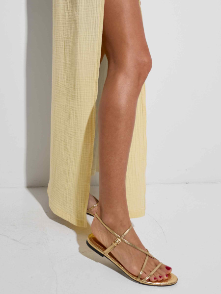 Юбка-макси с разрезами из муслина, желтая